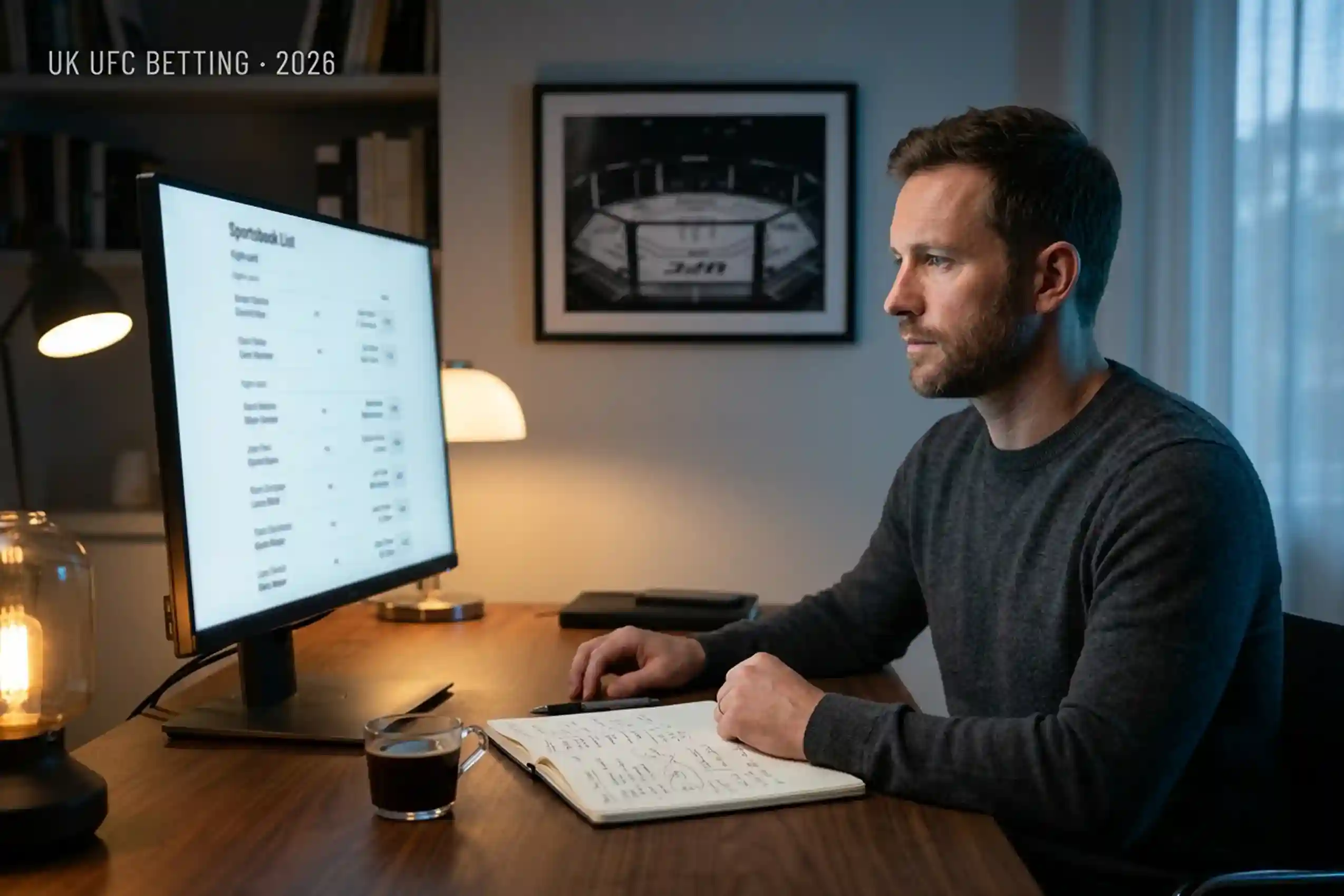 Where to bet on UFC in the UK: analyst preparing for a UFC fight night with regulated UK sportsbook